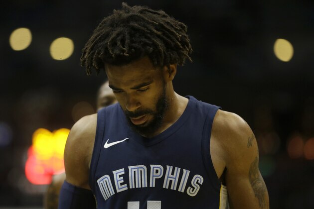 Memphis Grizzlies' Mike Conley during the second half of an NBA basketball game against the Milwaukee Bucks Monday, Nov. 13, 2017, in Milwaukee. (AP Photo/Aaron Gash)