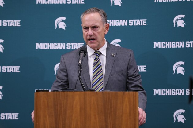 EAST LANSING, MI - JANUARY 26: Michigan State Spartans head football coach Mark Dantonio speaks to the media at a press conference before the Michigan State Spartans and Wisconsin Badgers basketball game at Breslin Center on January 26, 2018 in East Lansing, Michigan. Michigan State is facing criticism for its handling of sexual assault accusations on campus. (Photo by Rey Del Rio/Getty Images) EAST LANSING, MI - JANUARY 26: Michigan State Spartans head football coach Mark Dantonio speaks to the media at a press conference before the Michigan State Spartans and Wisconsin Badgers basketball game at Breslin Center on January 26, 2018 in East Lansing, Michigan. Michigan State is facing criticism for its handling of sexual assault accusations on campus. (Photo by Rey Del Rio/Getty Images)