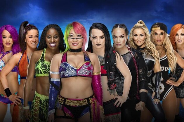 Some of the competitors in Sunday's women's Royal Rumble.