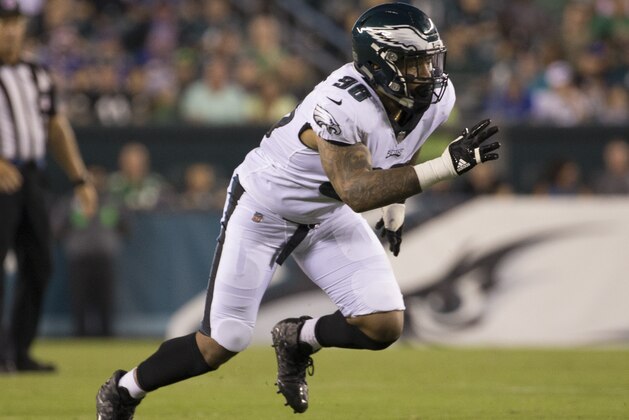 PHILADELPHIA, PA - AUGUST 17: Derek Barnett #96 of the Philadelphia Eagles plays against the Buffalo Bills in the preseason game at Lincoln Financial Field on August 17, 2017 in Philadelphia, Pennsylvania. The Eagles defeated the Bills 20-16. (Photo by Mitchell Leff/Getty Images)