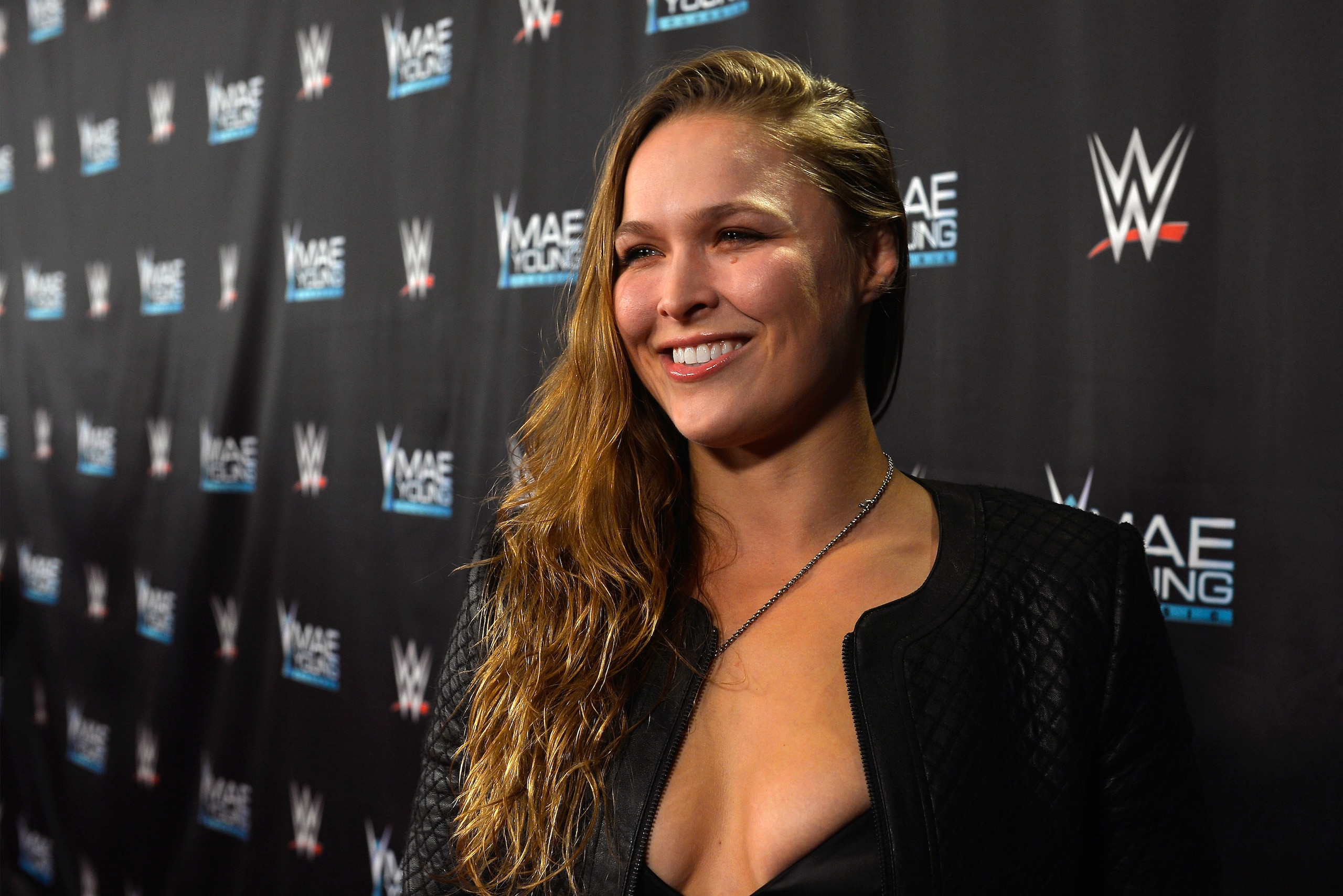 LAS VEGAS, NV - SEPTEMBER 12:  MMA fighter Ronda Rousey appears on the red carpet of the WWE Mae Young Classic on September 12, 2017 in Las Vegas, Nevada.  (Photo by Bryan Steffy/Getty Images for WWE)