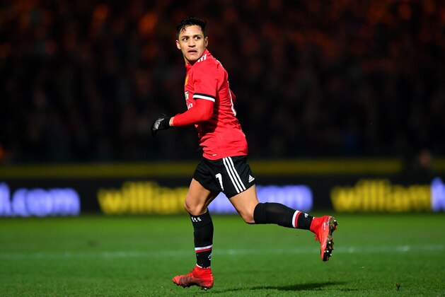 YEOVIL, ENGLAND - JANUARY 26:  Alexis Sanchez of Manchester United during The Emirates FA Cup Fourth Round match between Yeovil Town and Manchester United at Huish Park on January 26, 2018 in Yeovil, England.  (Photo by Dan Mullan/Getty Images)