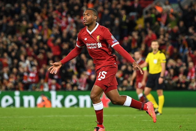 LIVERPOOL, ENGLAND - NOVEMBER 01: Daniel Sturridge of Liverpool scores his sides third goal during the UEFA Champions League group E match between Liverpool FC and NK Maribor at Anfield on November 1, 2017 in Liverpool, United Kingdom.  (Photo by Michael Regan/Getty Images)
