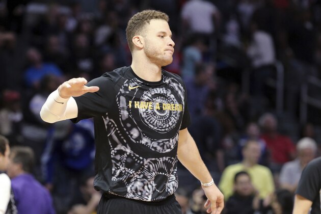 Los Angeles Clippers forward Blake Griffin wears an