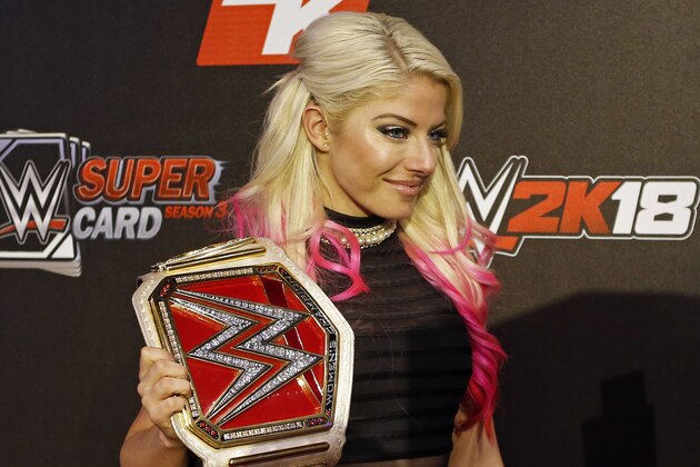 IMAGE DISTRIBUTED FOR 2K GAMES - WWE Superstar Alexa Bliss is seen at the WWE 2K18 SummerSlam Kickoff Event on Friday, Aug. 18, 2017, in New York. (Photo by Adam Hunger/Invision for 2K Games/AP Images)