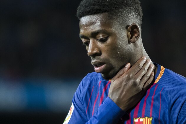 BARCELONA, SPAIN - JANUARY 11: Ousmane Dembele of FC Barcelona reacts during the Copa Del Rey 2017-18 Round of 16 (2nd leg) match between FC Barcelona and RC Celta de Vigo at Camp Nou on 11 January 2018 in Barcelona, Spain. (Photo by Power Sport Images/Getty Images)