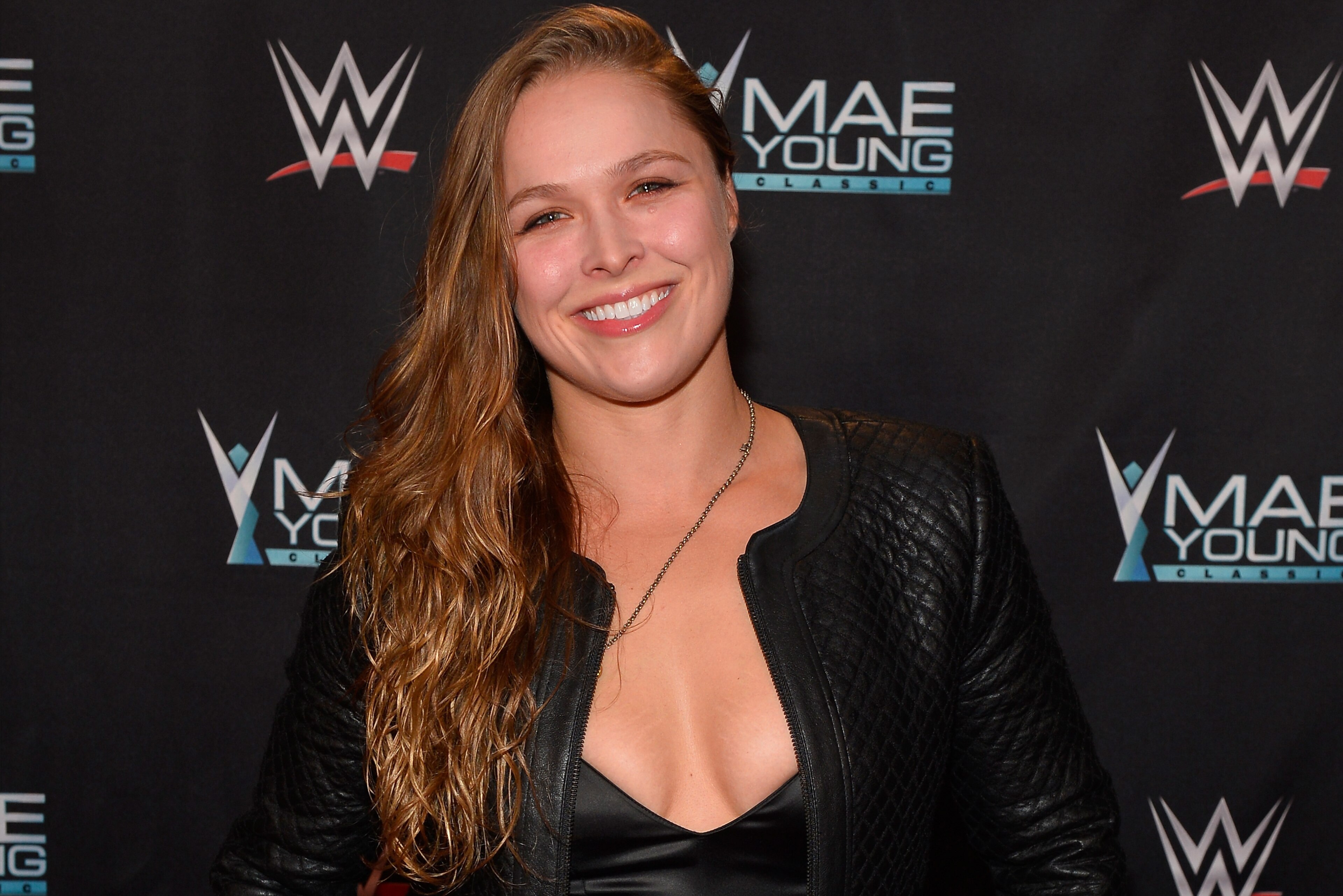LAS VEGAS, NV - SEPTEMBER 12:  MMA fighter Ronda Rousey appears on the red carpet of the WWE Mae Young Classic on September 12, 2017 in Las Vegas, Nevada.  (Photo by Bryan Steffy/Getty Images for WWE)
