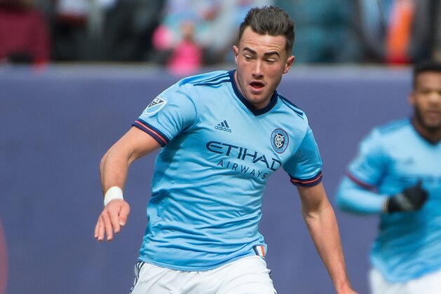 NEW YORK, NY - MARCH 12:  Midfielder Jack Harrison #11 of New York City FC controls the ball during the match against D.C. United at Yankee Stadium on March 12, 2017 in the Bronx borough of New York City.  New York City FC deafeats D.C. United 4-0.  (Photo by Michael Stewart/Getty Images)