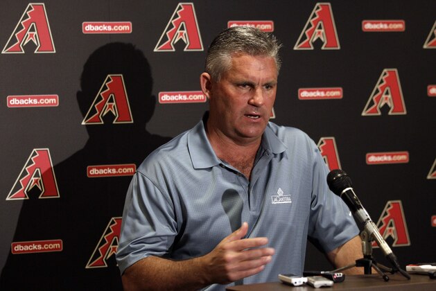 Arizona Diamondbacks General Manager Kevin Towers talks to the press at the team's spring training baseball facility in Scottsdale, Ariz. Sunday, Feb. 13, 2011.(AP Photo/Marcio Jose Sanchez)
