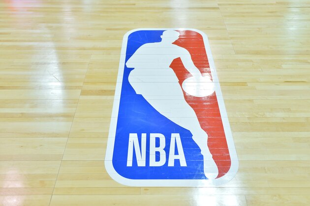 LAS VEGAS, NV - JULY 09:  A general view of the court shows the NBA logo during a game between the Sacramento Kings and the Memphis Grizzlies during the 2017 NBA Summer League at the Cox Pavilion on July 9, 2017 in Las Vegas, Nevada. The NBA unveiled a refreshed logo during the 2017 Las Vegas Summer League. A modified version of Action font, customized for the league, will be used for the letters N-B-A in the primary logo. NOTE TO USER: User expressly acknowledges and agrees that, by downloading and or using this photograph, User is consenting to the terms and conditions of the Getty Images License Agreement.  (Photo by Sam Wasson/Getty Images)