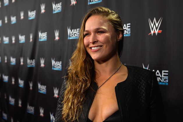 LAS VEGAS, NV - SEPTEMBER 12:  MMA fighter Ronda Rousey appears on the red carpet of the WWE Mae Young Classic on September 12, 2017 in Las Vegas, Nevada.  (Photo by Bryan Steffy/Getty Images for WWE)