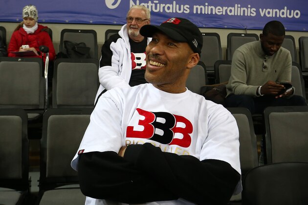 PRIENAI, LITHUANIA - JANUARY 05:  LaVar Ball, father of LaMelo and LiAngelo Ball looks on during their first training session with Lithuania Basketball team Vytautas Prienai on January 5, 2018 in Prienai, Lithuania. (Photo by Alius Koroliovas/Getty Images)