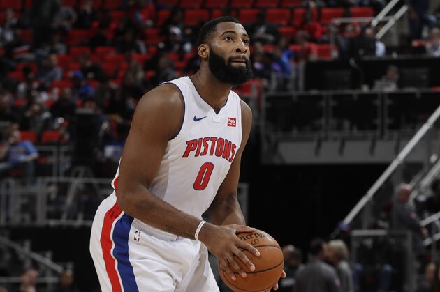 Detroit Pistons center Andre Drummond shoots a free throw during the second half of an NBA basketball game against the Washington Wizards, Friday, Jan. 19, 2018, in Detroit. (AP Photo/Carlos Osorio)