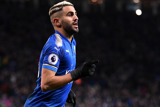 LEICESTER, ENGLAND - JANUARY 20:  Riyad Mahrez of Leicester City celebrates scoring his side's second goal during the Premier League match between Leicester City and Watford at The King Power Stadium on January 20, 2018 in Leicester, England.  (Photo by Laurence Griffiths/Getty Images)