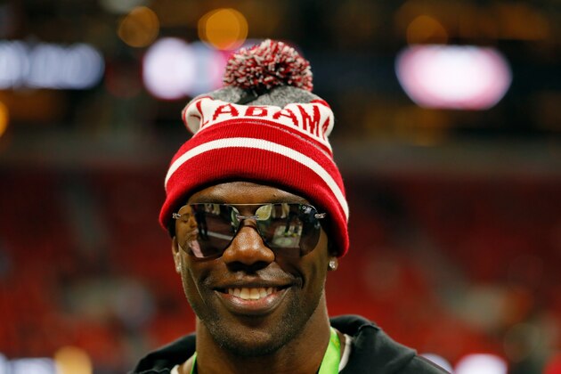 ATLANTA, GA - JANUARY 08:  Former NFL player Terrell Owens on field prior to the CFP National Championship presented by AT&T between the Georgia Bulldogs and the Alabama Crimson Tide at Mercedes-Benz Stadium on January 8, 2018 in Atlanta, Georgia.  (Photo by Kevin C. Cox/Getty Images)
