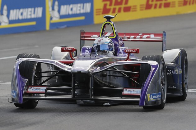 FILE - A Saturday, Dec. 2, 2017 file photo of Britain's Sam Bird from DS Virgin Racing competing during the Formula E Hong Kong ePrix auto race in Hong Kong. Formula E has signed a title sponsorship worth more than $100 million with Swiss technology company ABB. The seven-year contract through 2025 for the electric-powered motorsport series was announced on Tuesday, Jan. 9, 2017, in London. (AP Photo/Kin Cheung, File) FILE - A Saturday, Dec. 2, 2017 file photo of Britain's Sam Bird from DS Virgin Racing competing during the Formula E Hong Kong ePrix auto race in Hong Kong. Formula E has signed a title sponsorship worth more than $100 million with Swiss technology company ABB. The seven-year contract through 2025 for the electric-powered motorsport series was announced on Tuesday, Jan. 9, 2017, in London. (AP Photo/Kin Cheung, File)
