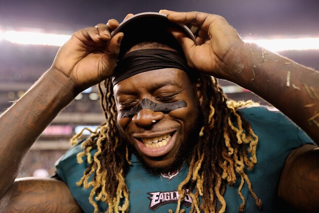 PHILADELPHIA, PA - JANUARY 21:  Jay Ajayi #36 of the Philadelphia Eagles celebrates his teams win in the NFC Championship game against the Minnesota Vikings at Lincoln Financial Field on January 21, 2018 in Philadelphia, Pennsylvania. George Halas Trophy
The Philadelphia Eagles defeated the Minnesota Vikings 38-7.  (Photo by Abbie Parr/Getty Images)