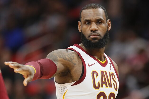 Cleveland Cavaliers forward LeBron James (23) during the first half of an NBA basketball game against the Detroit Pistons Tuesday, Jan. 30, 2018, in Detroit. (AP Photo/Duane Burleson)