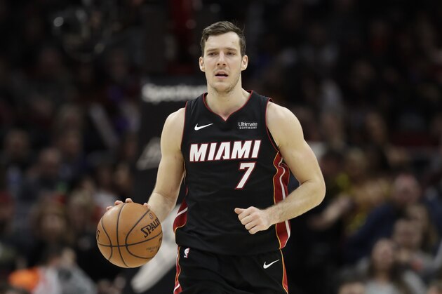 Miami Heat's Goran Dragic, from Slovenia, drives against the Cleveland Cavaliers in the second half of an NBA basketball game, Wednesday, Jan. 31, 2018, in Cleveland. (AP Photo/Tony Dejak)