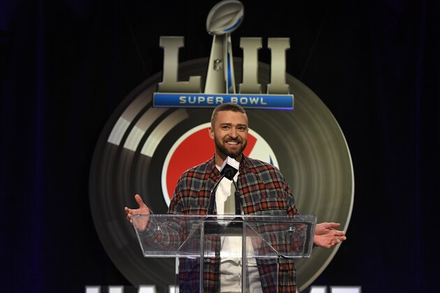 Justin Timberlake speaks during the Pepsi Super Bowl LII Halftime Show press conference February 1, 2018 in Minneapolis, Minnesota. / AFP PHOTO / TIMOTHY A. CLARY        (Photo credit should read TIMOTHY A. CLARY/AFP/Getty Images)