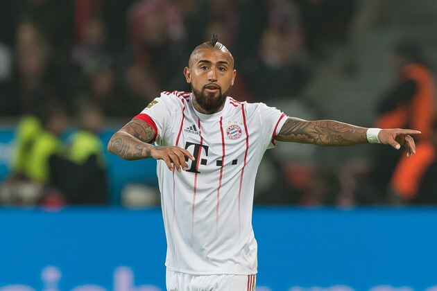 LEVERKUSEN, GERMANY - JANUARY 12: Arturo Vidal of Muenchen gestures during the Bundesliga match between Bayer 04 Leverkusen and FC Bayern Muenchen at BayArena on January 12, 2018 in Leverkusen, Germany. (Photo by TF-Images/TF-Images via Getty Images)