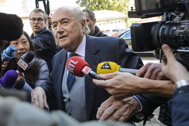 Former FIFA president Sepp Blatter arrives to the Court of Arbitration for Sport for the appleal of Michel Platini's against his six-year FIFA ban for ethics violations on April 29, 2016 in Lausanne.

Platini has been sanctioned over an infamous two million Swiss franc ($2 million, 1.8 million euro) payment he received in 2011 from then-FIFA president Sepp Blatter. / AFP / FABRICE COFFRINI        (Photo credit should read FABRICE COFFRINI/AFP/Getty Images)