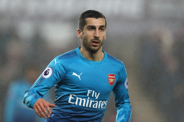 SWANSEA, WALES - JANUARY 30:  Henrikh Mkhitaryan of Arsenal looks on during the Premier League match between Swansea City and Arsenal at Liberty Stadium on January 30, 2018 in Swansea, Wales.  (Photo by Matthew Ashton - AMA/Getty Images)