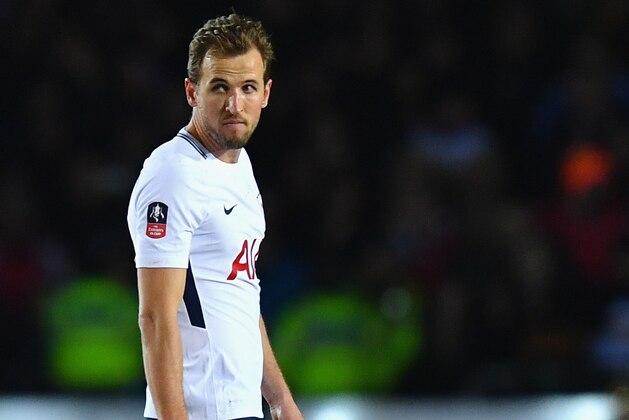 NEWPORT, WALES - JANUARY 27:  Harry Kane of Tottenham Hotspur reacts during The Emirates FA Cup Fourth Round match between Newport County and Tottenham Hotspur at Rodney Parade on January 27, 2018 in Newport, Wales.  (Photo by Dan Mullan/Getty Images)