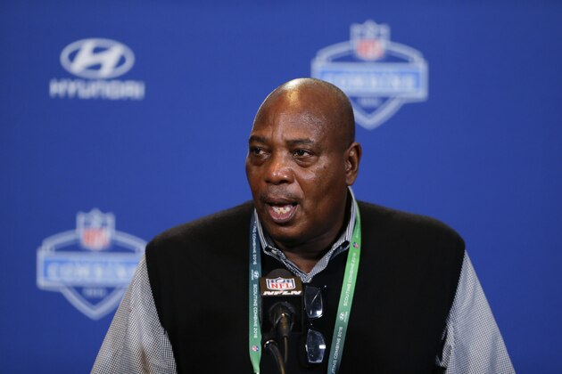 Baltimore Ravens general manager Ozzie Newsome speaks during a press conference at the NFL football scouting combine in Indianapolis, Wednesday, Feb. 24, 2016. (AP Photo/Michael Conroy)