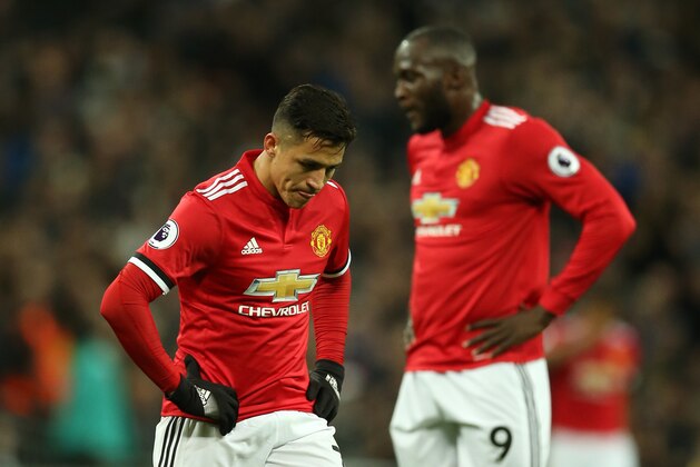 LONDON, ENGLAND - JANUARY 31:  Alexis Sanchez of Manchester United and Romelu Lukaku of Manchester United look dejected during the Premier League match between Tottenham Hotspur and Manchester United at Wembley Stadium on January 31, 2018 in London, England.  (Photo by Steve Bardens/Getty Images)