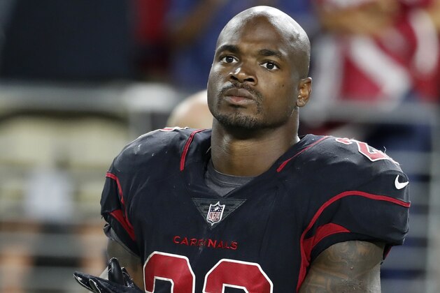 Arizona Cardinals running back Adrian Peterson (23) during an NFL football game against the Seattle Seahawks, Thursday, Nov. 9, 2017, in Glendale, Ariz. The Seahawks won 22-16. (AP Photo/Rick Scuteri)