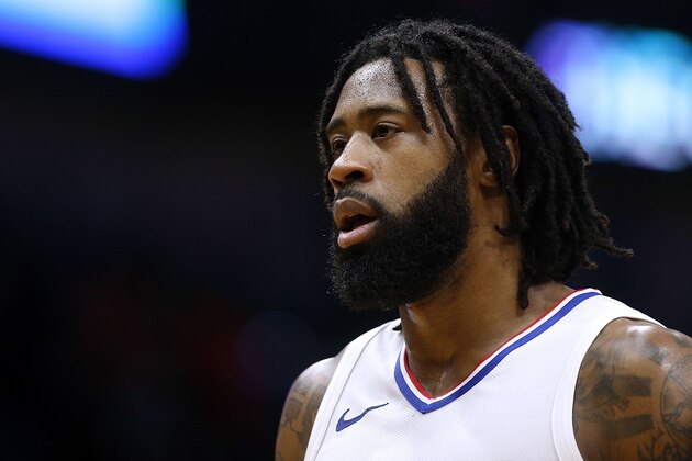 NEW ORLEANS, LA - JANUARY 28:  DeAndre Jordan #6 of the LA Clippers reacts druing the first half against the New Orleans Pelicans at the Smoothie King Center on January 28, 2018 in New Orleans, Louisiana. NOTE TO USER: User expressly acknowledges and agrees that, by downloading and or using this photograph, User is consenting to the terms and conditions of the Getty Images License Agreement.  (Photo by Jonathan Bachman/Getty Images)