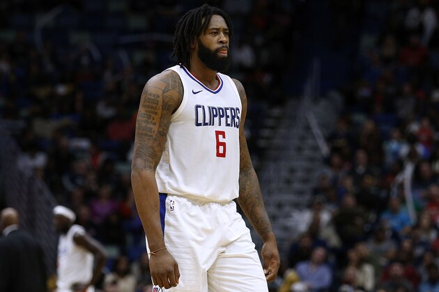 NEW ORLEANS, LA - JANUARY 28:  DeAndre Jordan #6 of the LA Clippers reacts druing the first half against the New Orleans Pelicans at the Smoothie King Center on January 28, 2018 in New Orleans, Louisiana. NOTE TO USER: User expressly acknowledges and agrees that, by downloading and or using this photograph, User is consenting to the terms and conditions of the Getty Images License Agreement.  (Photo by Jonathan Bachman/Getty Images)