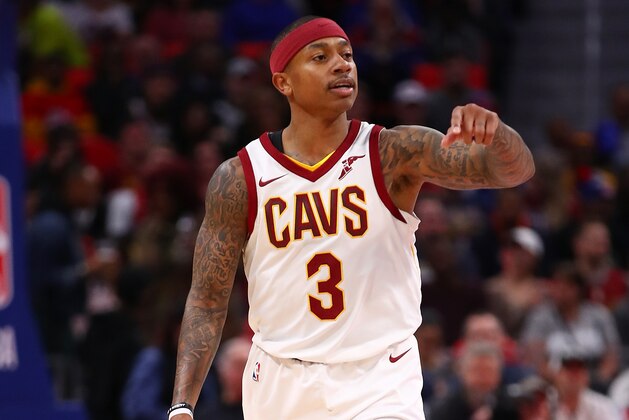 DETROIT, MI - JANUARY 30: Isaiah Thomas #3 of the Cleveland Cavaliers brings the ball up the court during the first half while playing the Detroit Pistons at Little Caesars Arena on January 30, 2018 in Detroit, Michigan. Detroit won the game 125-114. NOTE TO USER: User expressly acknowledges and agrees that, by downloading and or using this photograph, User is consenting to the terms and conditions of the Getty Images License Agreement. (Photo by Gregory Shamus/Getty Images)
