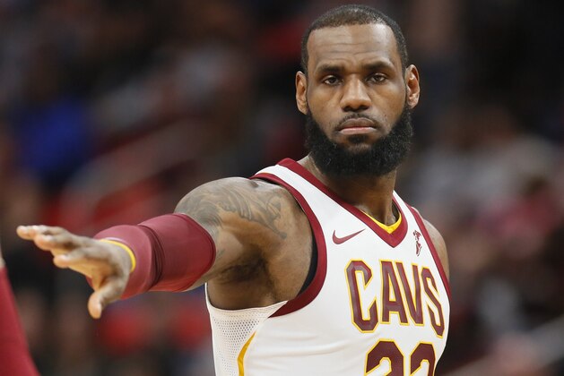 Cleveland Cavaliers forward LeBron James (23) during the first half of an NBA basketball game against the Detroit Pistons Tuesday, Jan. 30, 2018, in Detroit. (AP Photo/Duane Burleson)