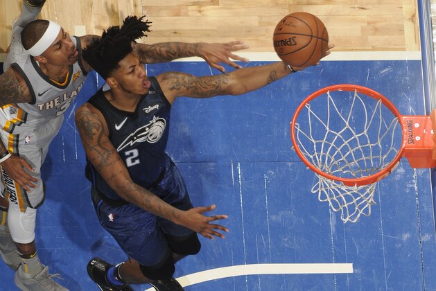 ORLANDO, FL - FEBRUARY 6: Elfrid Payton #2 of the Orlando Magic shoots the ball against the Cleveland Cavaliers on February 6, 2018 at Amway Center in Orlando, Florida. NOTE TO USER: User expressly acknowledges and agrees that, by downloading and or using this photograph, User is consenting to the terms and conditions of the Getty Images License Agreement. Mandatory Copyright Notice: Copyright 2018 NBAE (Photo by Fernando Medina/NBAE via Getty Images)