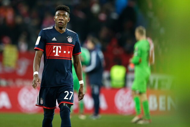 MAINZ, GERMANY - FEBRUARY 3: David Alaba of Bayern Munchen  during the German Bundesliga  match between FSV Mainz v Bayern Munchen at the Opel Arena on February 3, 2018 in Mainz Germany (Photo by Erwin Spek/Soccrates/Getty Images)