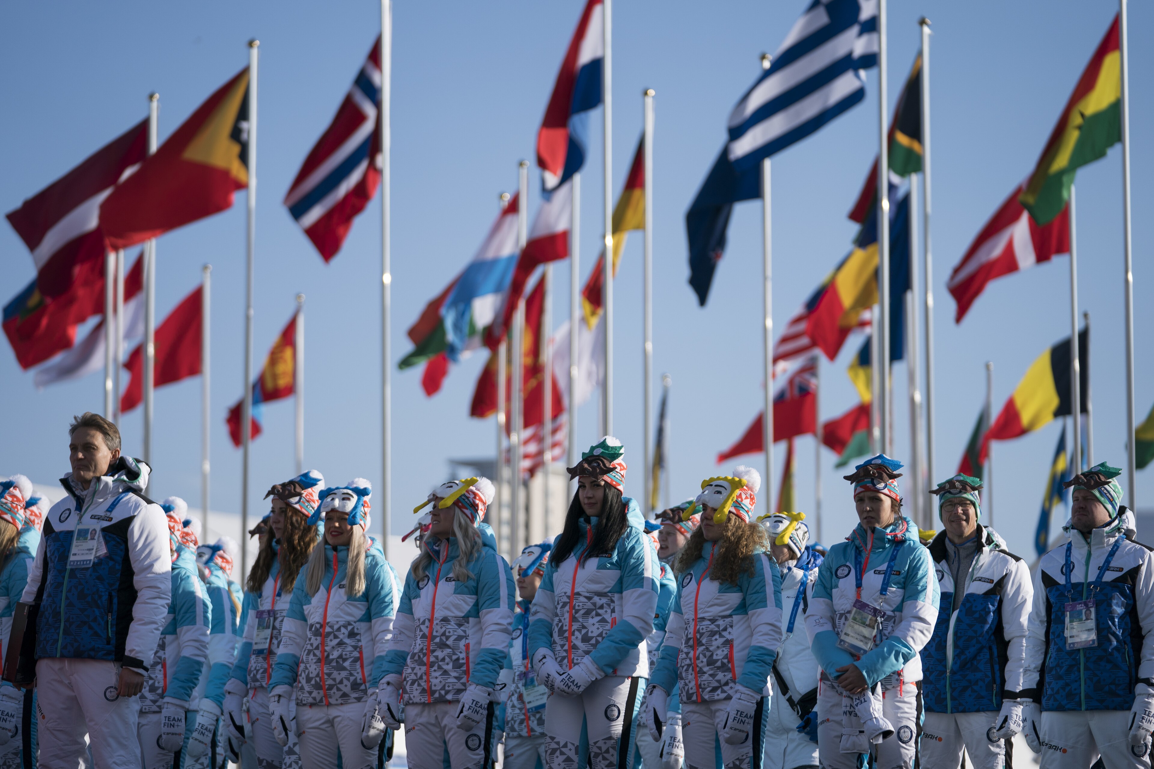 Members of the Finland Olympic Team gather during a welcome ceremony inside the Gangneung Olympic Village prior to the 2018 Winter Olympics in Gangneung, South Korea, Wednesday, Feb. 7, 2018. (AP Photo/Felipe Dana) Members of the Finland Olympic Team gather during a welcome ceremony inside the Gangneung Olympic Village prior to the 2018 Winter Olympics in Gangneung, South Korea, Wednesday, Feb. 7, 2018. (AP Photo/Felipe Dana)