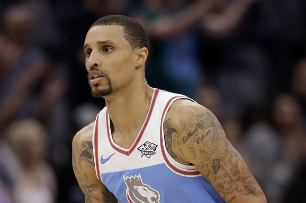Sacramento Kings guard George Hill during the second half of an NBA basketball game against the Chicago Bulls Monday, Feb. 5, 2018, in Sacramento, Calif. The Kings won 104-98. AP Photo/Rich Pedroncelli)
