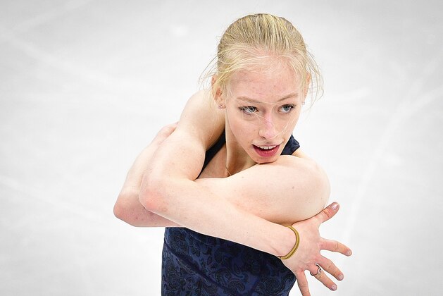 US skater Bradie Tennell practises at Gangneung Ice Arena ahead of the women figure skating competition of the Pyeongchang 2018 Winter Olympic Games on February 8, 2018. / AFP PHOTO / Mladen ANTONOV        (Photo credit should read MLADEN ANTONOV/AFP/Getty Images)