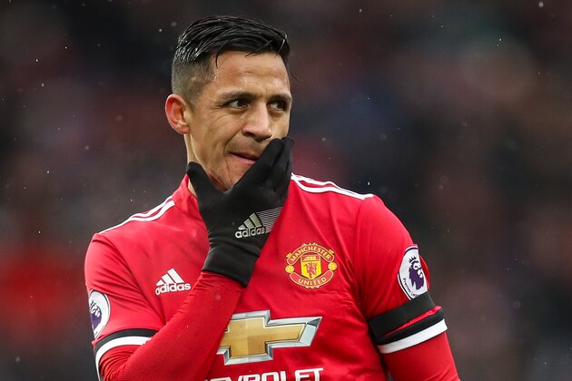 MANCHESTER, ENGLAND - FEBRUARY 03: Alexis Sanchez of Manchester United  during the Premier League match between Manchester United and Huddersfield Town at Old Trafford on February 3, 2018 in Manchester, England. (Photo by Robbie Jay Barratt - AMA/Getty Images)