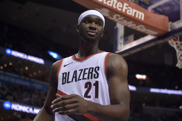 Portland Trail Blazers forward Noah Vonleh (21) plays in the first half of an NBA basketball game against the Memphis Grizzlies Monday, Nov. 20, 2017, in Memphis, Tenn. (AP Photo/Brandon Dill)