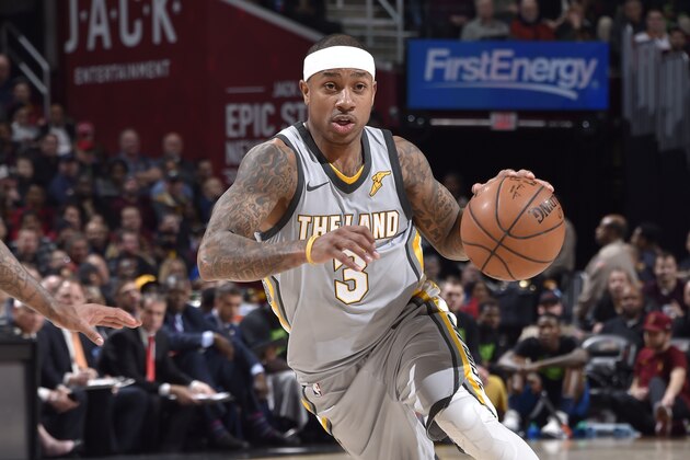 CLEVELAND, OH - FEBRUARY 7:  Isaiah Thomas #3 of the Cleveland Cavaliers handles the ball against the Minnesota Timberwolves on February 7, 2018 at Quicken Loans Arena in Cleveland, Ohio. NOTE TO USER: User expressly acknowledges and agrees that, by downloading and/or using this Photograph, user is consenting to the terms and conditions of the Getty Images License Agreement. Mandatory Copyright Notice: Copyright 2018 NBAE  (Photo by David Liam Kyle/NBAE via Getty Images)