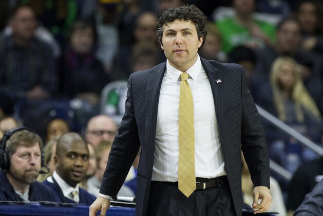 Georgia Tech head coach Josh Pastner looks on during the first half of an NCAA college basketball game against Notre Dame Saturday, December 30, 2017, in South Bend, Ind. (AP Photo/Robert Franklin)