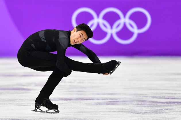 USA's Nathan Chen competes in the figure skating team event men's single skating short program during the Pyeongchang 2018 Winter Olympic Games at the Gangneung Ice Arena in Gangneung on February 9, 2018. / AFP PHOTO / Mladen ANTONOV        (Photo credit should read MLADEN ANTONOV/AFP/Getty Images)