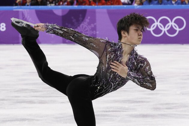 Japan's Shoma Uno performs in the men's single short program team event at the 2018 Winter Olympics in Gangneung, South Korea, Friday, Feb. 9, 2018. (AP Photo/David J. Phillip)
