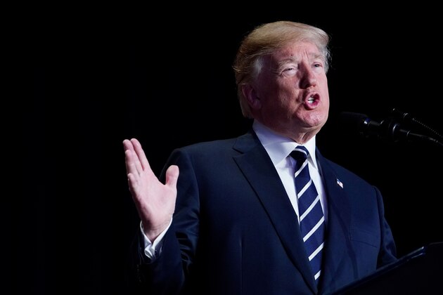 US President Donald Trump speaks during the National Prayer Breakfast at a hotel in Washington, DC on February 8, 2018. / AFP PHOTO        (Photo credit should read /AFP/Getty Images)