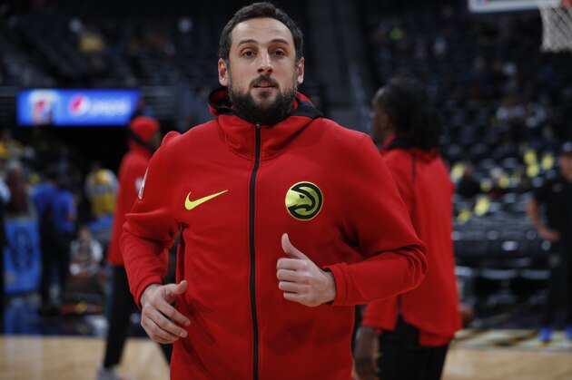 Atlanta Hawks guard Marco Belinelli (3) in the first half of an NBA basketball game Wednesday, Jan. 10, 2018. (AP Photo/David Zalubowski)