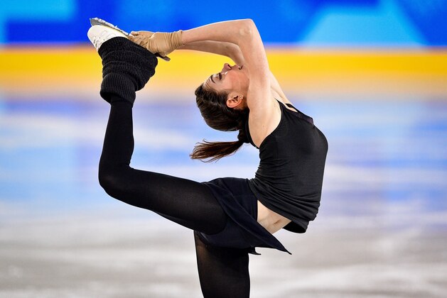 Olympic athlete of Russia Evgenia Medvedeva practises at Gangneung Ice Arena ahead of the team event of the women's figure skating at the Pyeongchang 2018 Winter Olympic Games in Gangneungon February 10, 2018. / AFP PHOTO / Mladen ANTONOV        (Photo credit should read MLADEN ANTONOV/AFP/Getty Images)