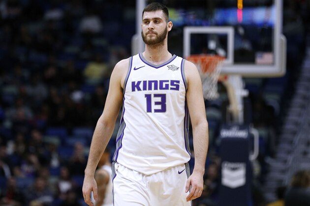 NEW ORLEANS, LA - JANUARY 30: Georgios Papagiannis #13 of the Sacramento Kings reacts during the second half against the New Orleans Pelicans at the Smoothie King Center on January 30, 2018 in New Orleans, Louisiana. NOTE TO USER: User expressly acknowledges and agrees that, by downloading and or using this photograph, User is consenting to the terms and conditions of the Getty Images License Agreement.  (Photo by Jonathan Bachman/Getty Images)